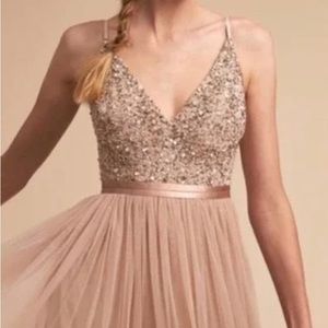 Anthropologie Sequined & Tulle Dusted Rose Bridesmaids / Prom Dress